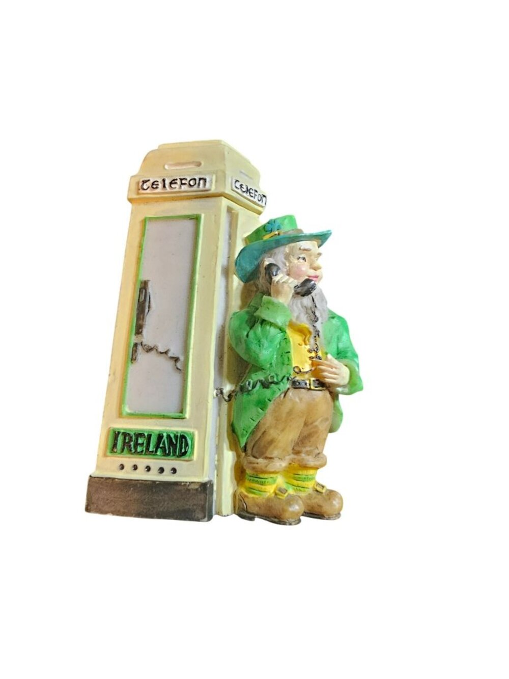 Leprechaun Figurine Magnet With Irish Phone Booth Design Ireland Souvenir